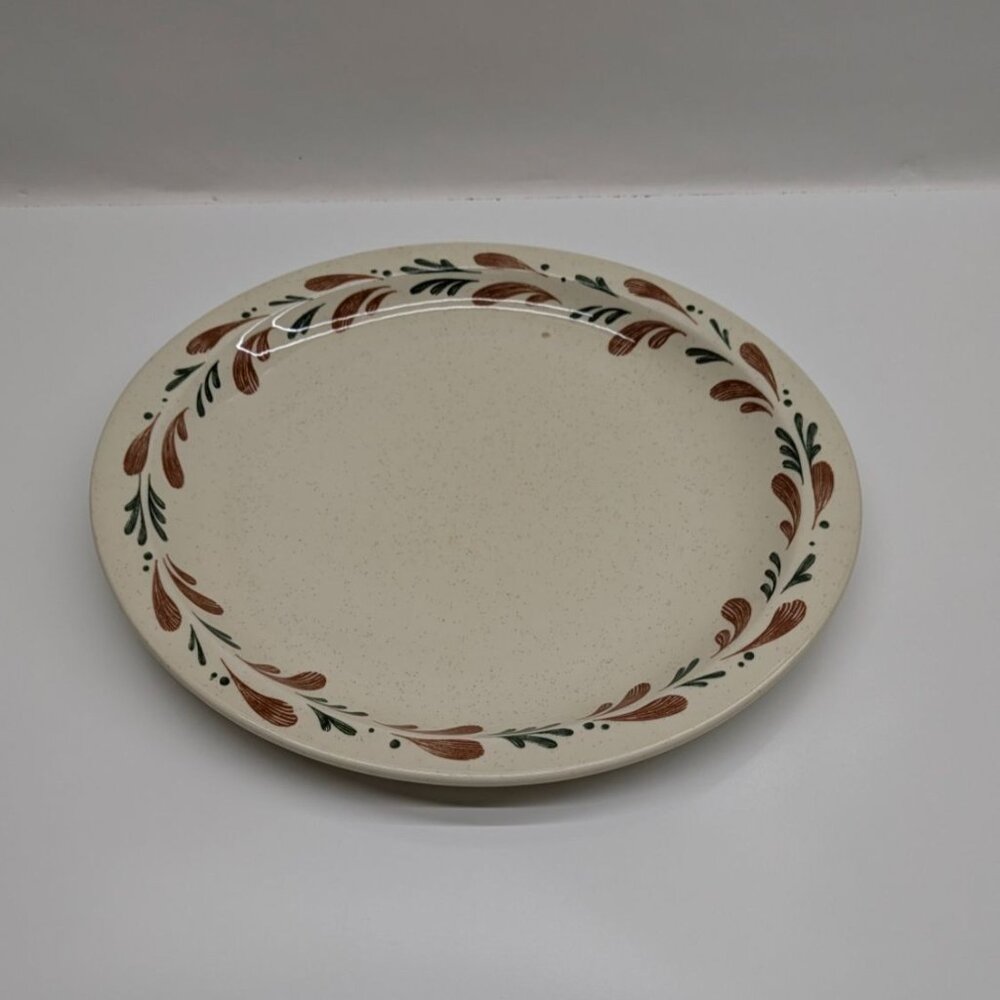 Syracuse China Oval Serving Plate 12" Speckled Beige Floral Pattern